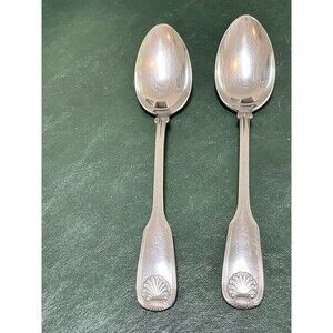 Reed & Barton Colonial Shell Stainless Serving Spoons 8.5” Set of 2